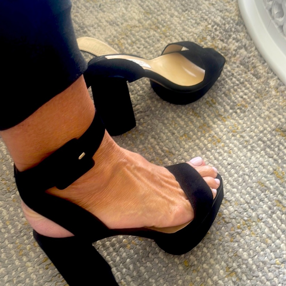 Jimmy Choo Platform black suede sanders worn once